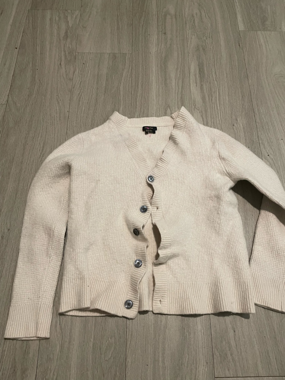 Massimo Dutti Cream Button-Front Knit Cardigan